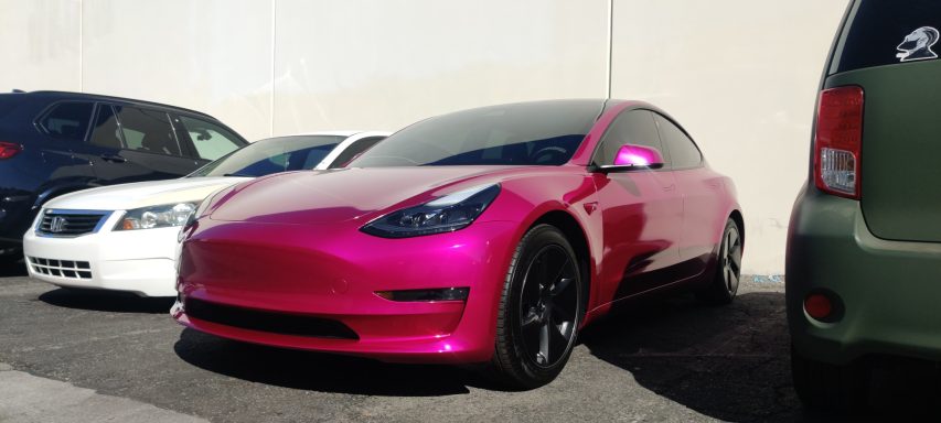 Tesla Model 3 going gloss fierce fuchsia